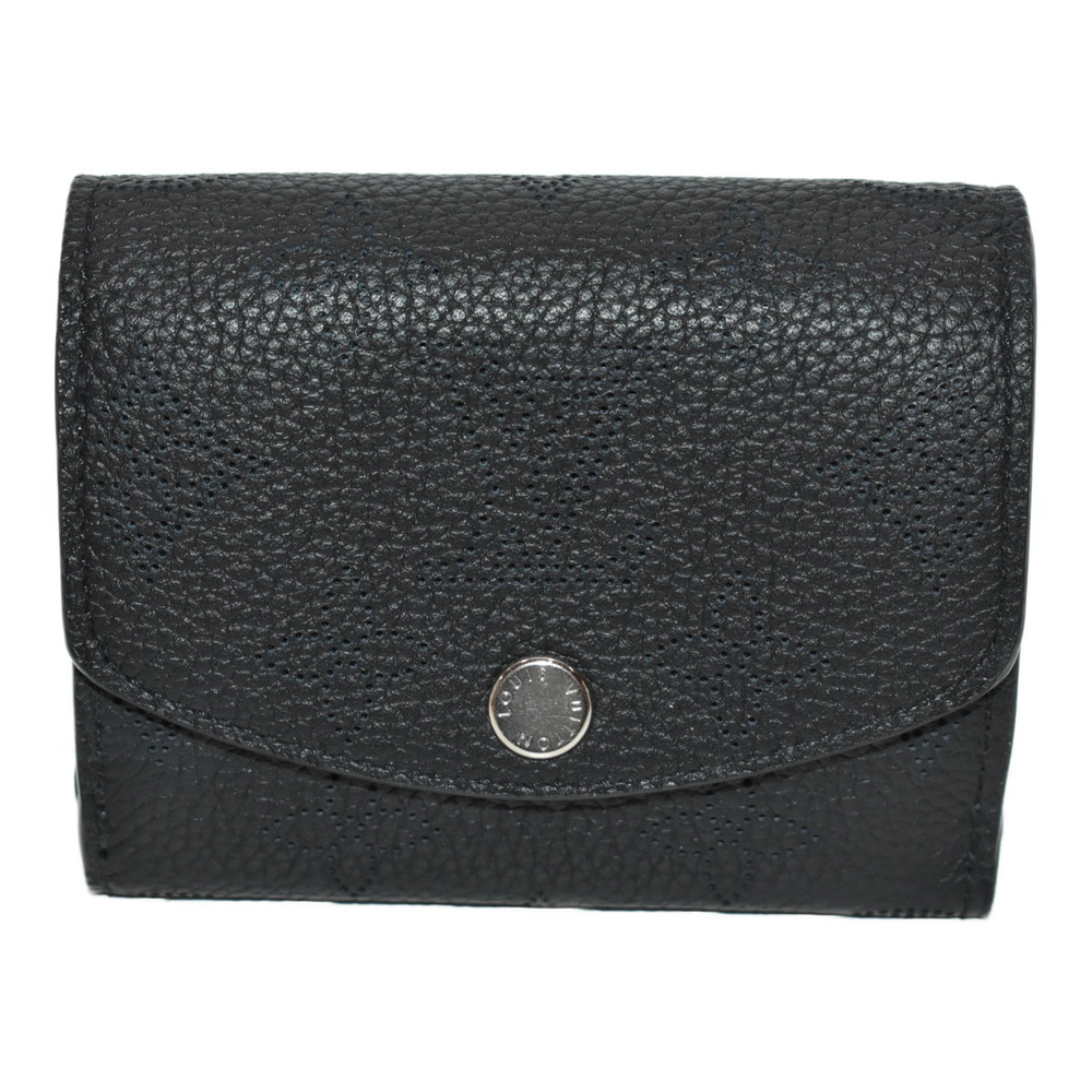 LOUIS VUITTON Portefeuille Iris Mahina Noir Black Leather Folding Wallet Tri
